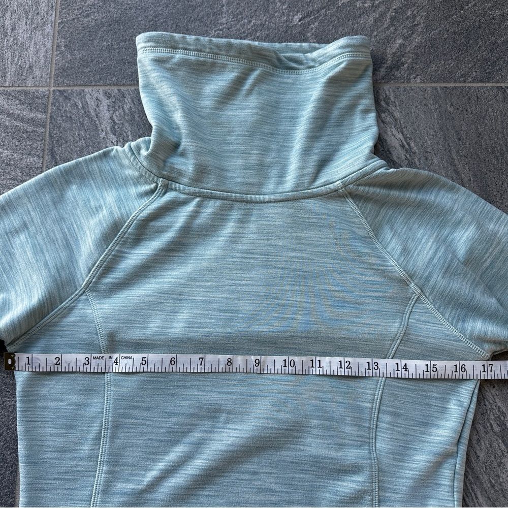 EUC Kyodan Pullover Heather Green Funnel Neck Thumbholes Zip Pockets Small - Picture 13 of 15